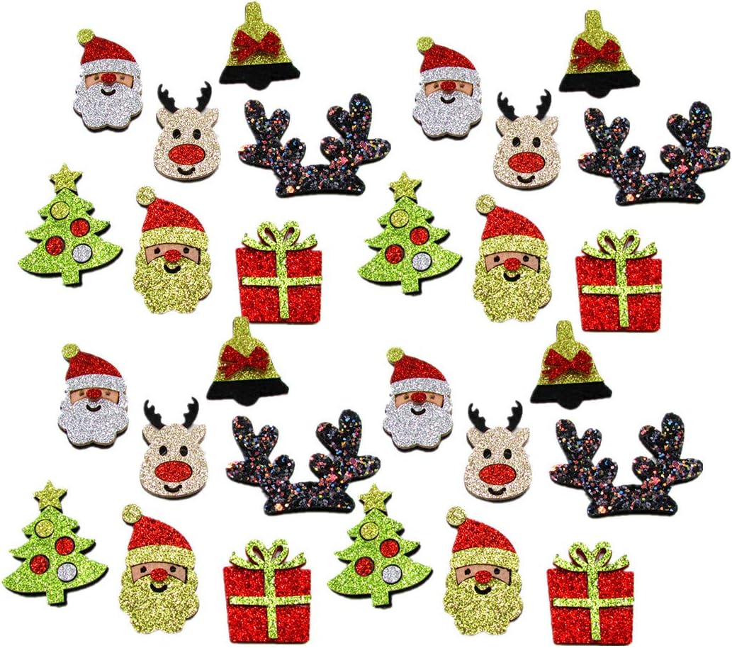 28 Pieces Christmas Felt Applique Kits Santa Christmas Bells Deer Tree