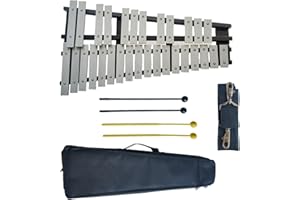 RIXGWND 30 Note Glockenspiel Xylophone Bell Kit,Foldable Xylophone Percussion Instrument with 4 Mallets,Shoulder Strap and Carrying Bag,Professional Percussion Instrument Set for Adults & Students
