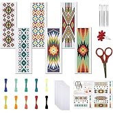 FREEBLOSS 6PCS Cross Stitch Bookmark Kit Stamped Floral Cross Stitch Bookmarks Kit for Beginner DIY Stamped Embroidery Bookmark Kit Cross Stitch Projects for Book Lovers