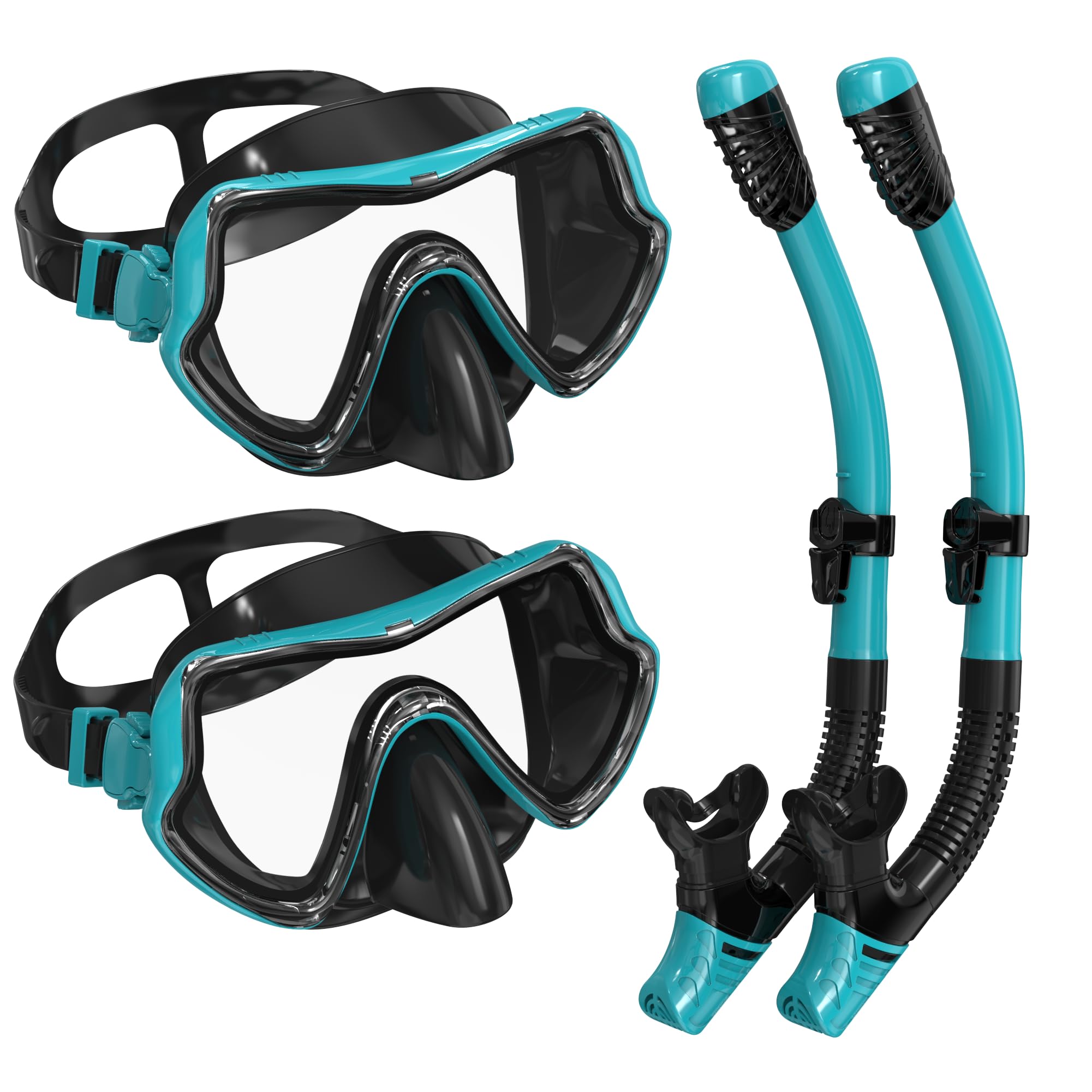 G2RISE SN02 Snorkel Set Adults - Scuba Mask Diving Goggles Dry Snorkeling Gear with Breath Easy Airflow Tech & Anti-fog Design（2PACK)