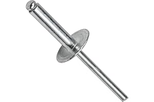 Fastenere Large Flange Pop Rivets - 3/16" x 1/2" (50 pcs) Heavy Duty, Open-End, Aluminum Corrosion-Resistant, High Tensile & Shear Strength, 6-8 Gap .376" - .500"