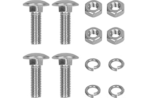 Aomitop 4 Set Stainless Steel Bumper Bolts Kit Compatible with Ford Bumper Bolts7/16″-14x1″-1/4″ Long, Carriage Bolts,Hex Nuts, and Lock Washers