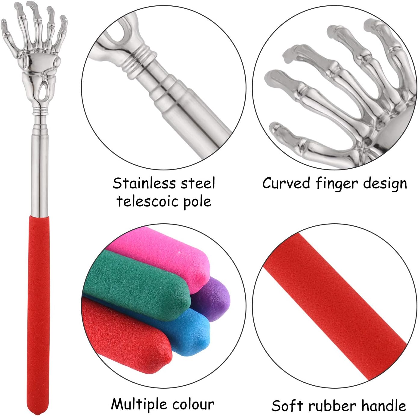 KUUQA 5 Pack Telescopic Back Scratcher, Portable Handheld Massage Stick Extendable Back Massager Tool (Color Random) - Image 5