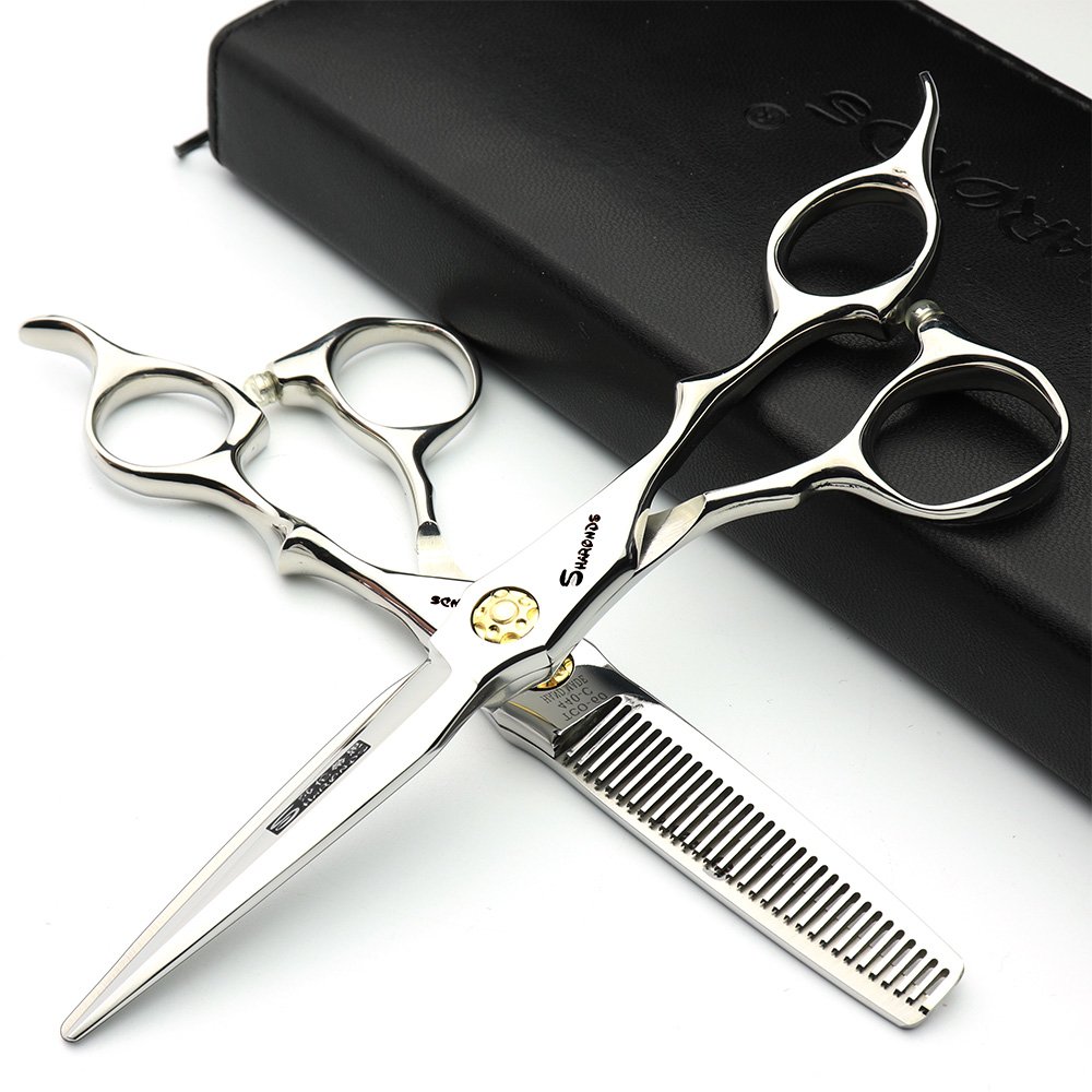 Japan 440C 5.5/6 inch Hair Professional Stylist Bearing Scissors - Salon Studio Modeling Tools - Thinning Scissors (6 inches, 2 Pieces) โ image 1