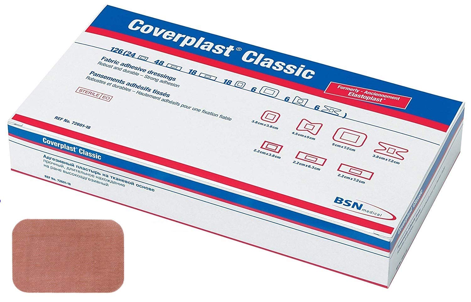 BSN medical Coverplast Premium Fabric Plasters, Pack of 100, (7.2 x 5) cm