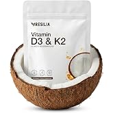 Resilia D3 K2 Vitamin 10000 IU + MK-7 200 mcg &ndash; High Potency Softgels with Coconut Oil for Maximum Absorption &ndash; Supports Bone Strength, Heart Health &amp; Immune System &ndash; (30 Count)