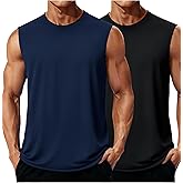 MAGCOMSEN 2 Pack Men's UPF 80+ Tank Tops Quick Dry Workout Gym Sleeveless Muscle Shirts Cooling Summer Beach Swim Shirt