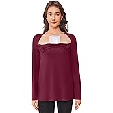 Deyeek Chemo Shirts for Women with Dialysis Port Access 2 Side Zippers Long Sleeve Shoulder Post Surgery Shirt