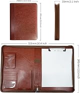 WRIYES Zippered Padfolio Leather Organizer 10.2 Inch Brown view 6