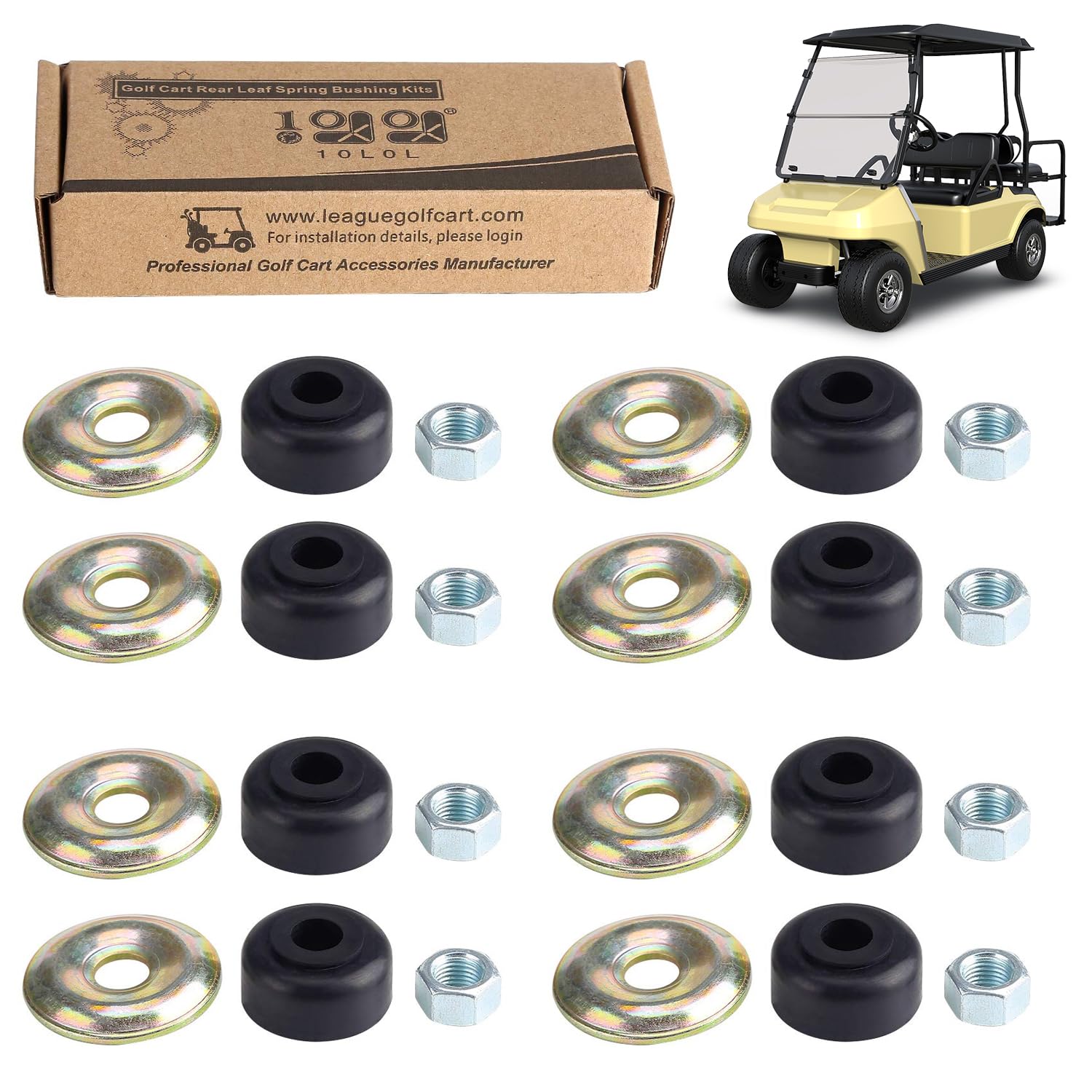 Photo 1 of 10L0L Golf Cart Shock Absorber Bushing Kit for Club Car DS Precedent 1982-Up and EZGO TXT Marathon 1989-Up, Replace OEM 1011415,1010142