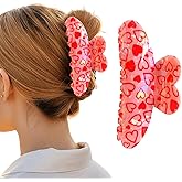 1Pcs Valentines Hair Claw Clips for Thick Hair Red Heart Hair Accessories Acrylic Romantic Valentine Hair Clips Shark Clip Strong Grip Hearts Hair Barrettes for Women Hair Styling Accessories