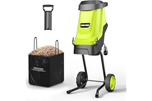 Yeryork Wood Chipper, 15-Amp 1.8" Cutting Diameter Electric Wood Chipper & Shredder with 50L Collection Bag, Efficient Mulcher for Easy Cleanup and Ideal for Yard Waste, Branches, and Leaves