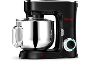 COOKLEE Stand Mixer, 9.5 Qt. 660W 10-Speed Electric Kitchen Mixer with Dishwasher-Safe Dough Hooks, Flat Beaters, Wire Whip &