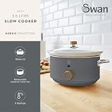 Swan Nordic Manual Slow Cooker 3.5L 200W Grey SF17021GRYN view 2