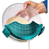 Anyday Silicone Clip On Strainer for Pots and Pans &amp; Glass Dishes | Universal Pasta Strainer, Meat, Rice, Vegetables, Kale