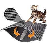 Pieviev Cat Litter Mat Trapper - 76 x 61cm Honeycomb Double Layer Tapis Litiere Chat -Traps Messes, Easy Clean and Durable (G