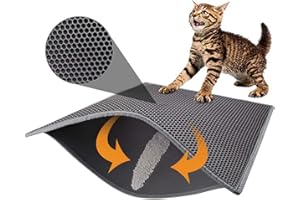 Pieviev Cat Litter Mat Trapper - 76 x 61cm Honeycomb Double Layer Tapis Litiere Chat -Traps Messes, Easy Clean and Durable (G