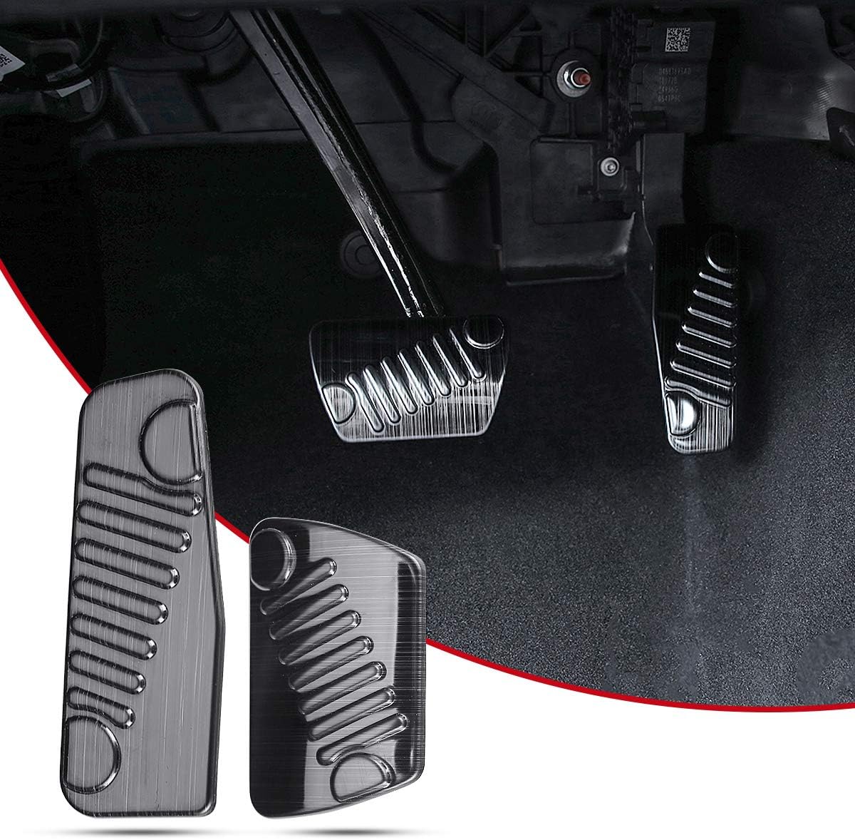 ZGBADMAN Stainless Steel Foot Pedal Set kit, Auto Foot Pedal Pads Pedal Accelerator Brake Pad Trim Cover for Jeep Wrangler JL 2018, 2pcs/Set Black