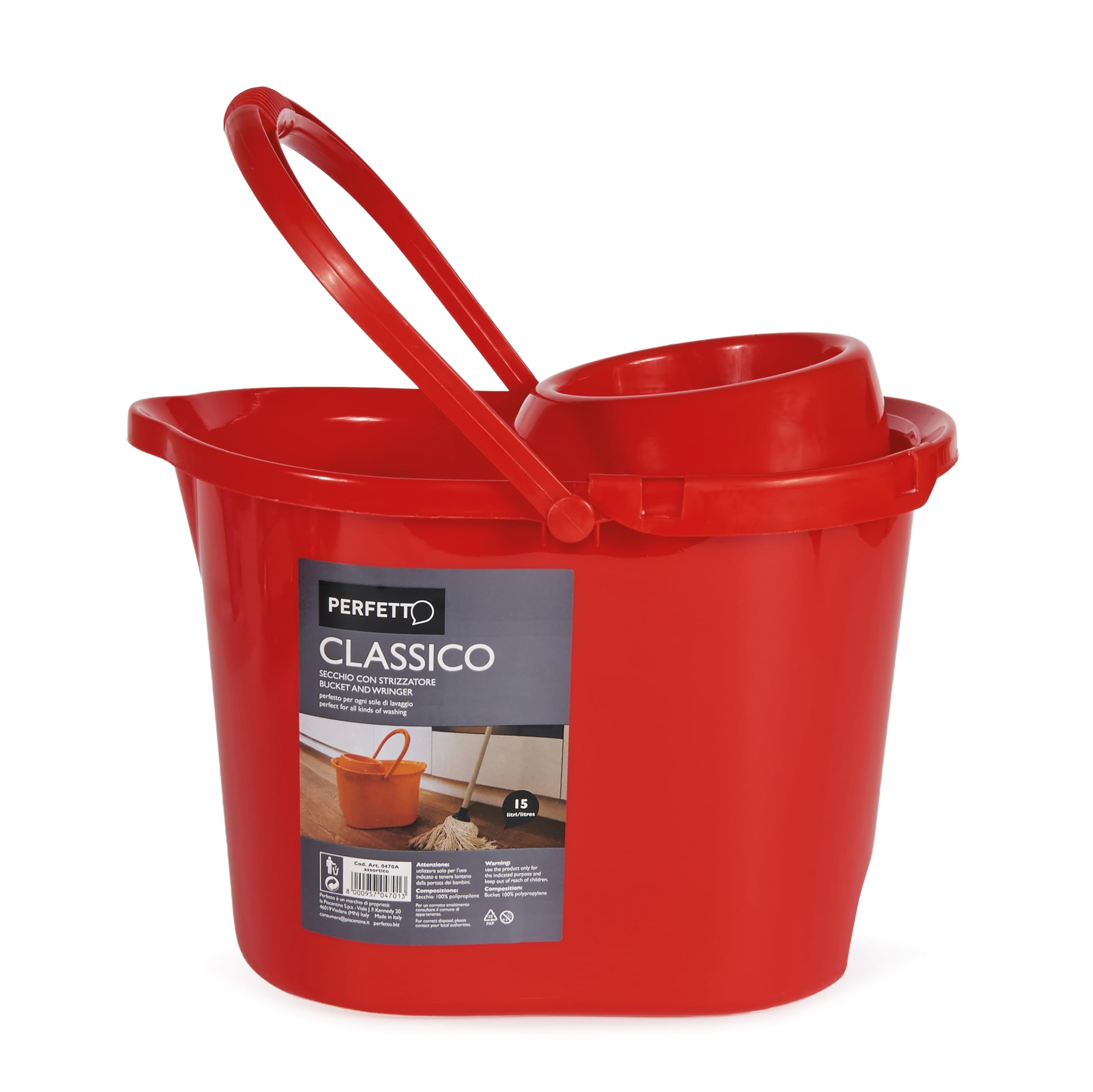 Perfetto Classic Bucket with Squeezer, Purple, 28 cm
