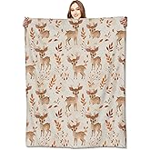 VODRM Whimsical Deer Blanket Cute Fawn and Autumn Leaves Throw Blankets Gifts for Kids Girls Lightweight Soft Fleece Cozy for Sofa Couch Bed Room Travel Birthday Decor 50x60in