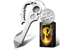 DOMETOUR Keychain Multitool Father's Day Gifts for Dad Men Husband from Daughter Son Wife, 24-in-1 Key Shaped Pocket EDC Tool Cool Gadget with Drill Drive Screwdriver Bottle Opener Ruler, Men Women Unique Gift