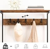 HOOBRO Coat Stand with Shoe Storage Industrial Hall Tree 5 Hooks Rustic Brown view 5