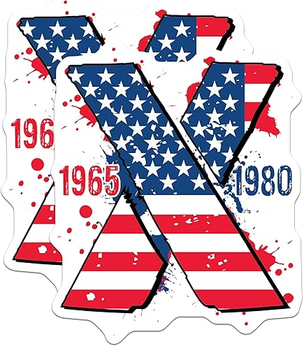 Generation X Stickers 2-Pack - 1965-1980 Nostalgic Decals For Laptops & Water Bottles