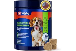 YoYoBay Flea and Tick Prevention for Dogs Chewable - 180 Soft Chews, Duck & Pear Flavor - Dog Flea and Tick Treatment Chewable, Natural Defense- Dog Immune Support Supplement