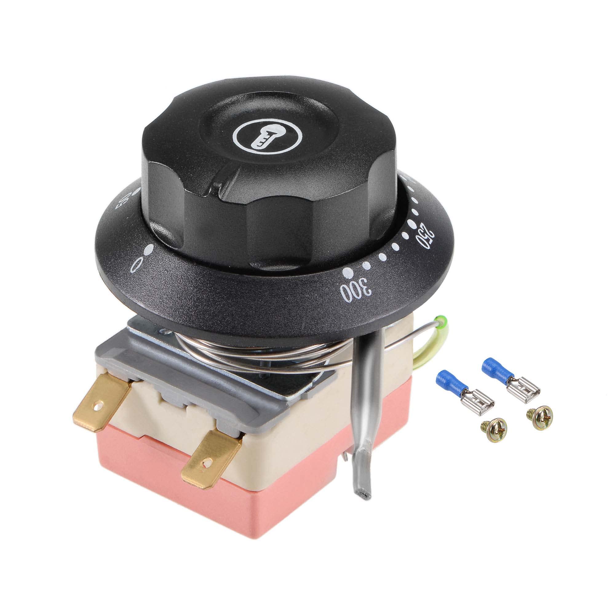 Photo 1 of uxcell NC 250V 16A 50-300C Temperature Control Switch Capillary Thermostat for Oven Refrigerator Heater, 0.7m, with 2 Screws&2 Crimp Terminals