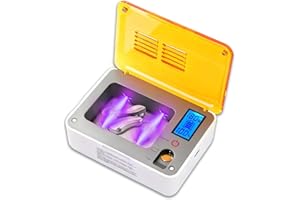REAPP Hearing Aid Dryer Dehumidifier，Hearing Amplifiers Drying Box with 5 Cleaning Kit Removes Moisture, Sweat, and Dust from Earbuds Hearing Aids, 4 Ultraviolet Light, Battery Test. (4UV+Tools)