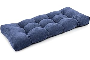 ROFIELTY Bench Cushion Tufted 2 Ties Bench Cushions for Indoor Furniture,for Window seat Cushions Indoor/Shoe Closet/Piano Bench (42x16x4, Blue)