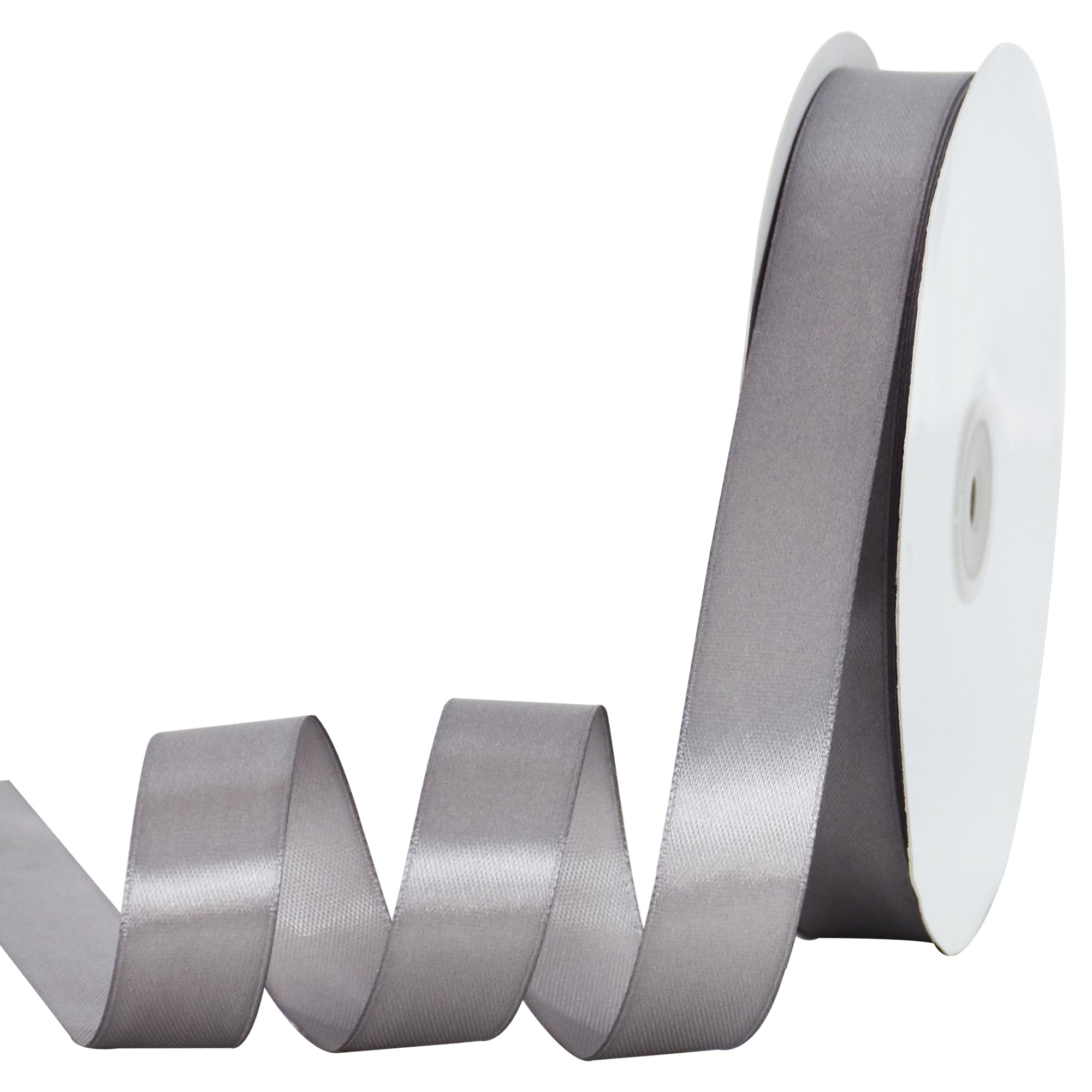 TONIFUL 7/8 Inch x 100yds Silver Satin Ribbon Thin Solid Frabic Ribbons for Gift Wrapping, DIY Crafts Bows, Invitations, Floral Bouquets, Christmas Wedding Party Valentine's Decor