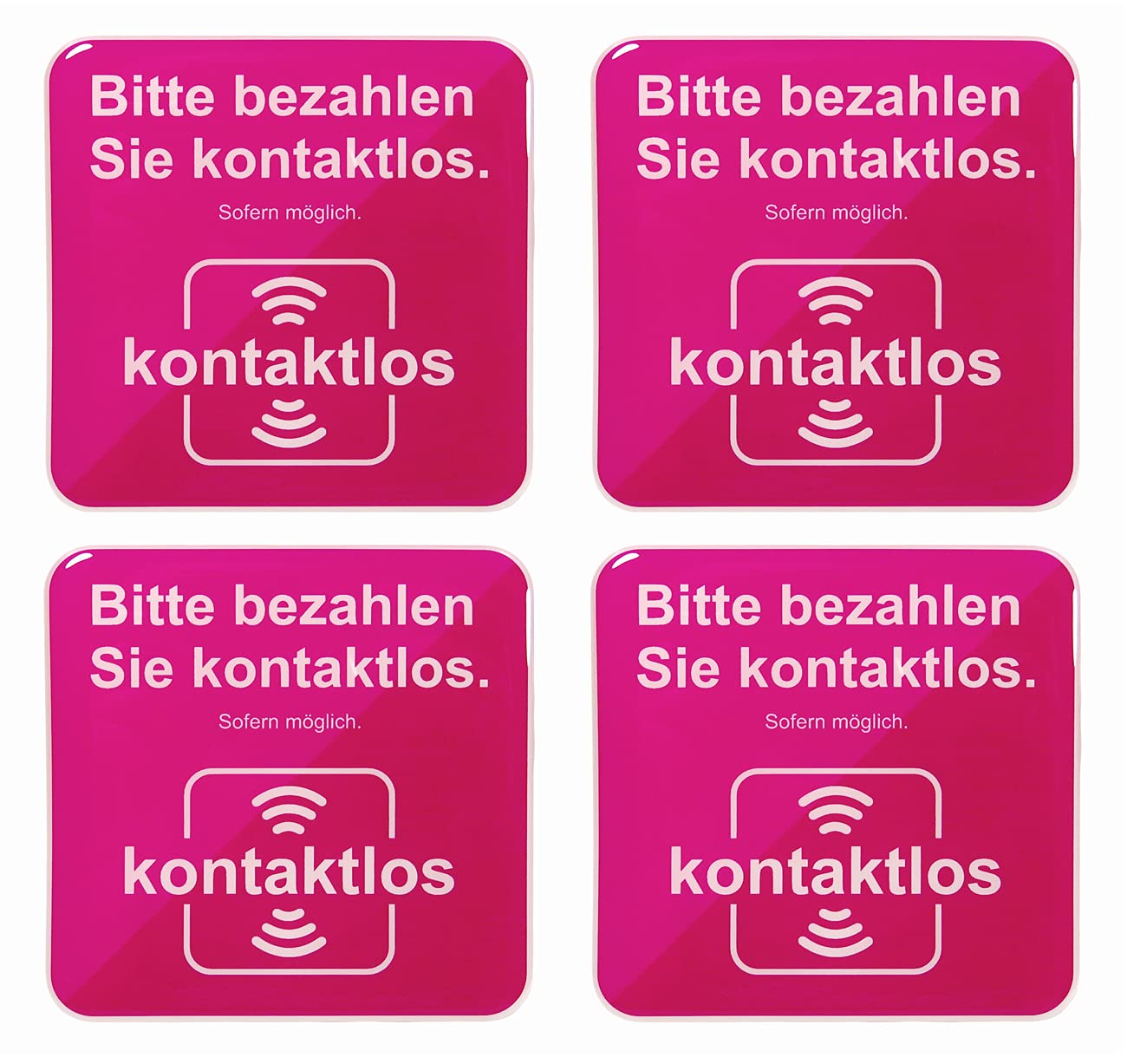 BIKE-label Cash Register Sign 3D Sticker 80 x 80 mm 4 Pieces Cashless Numbers 900211VE