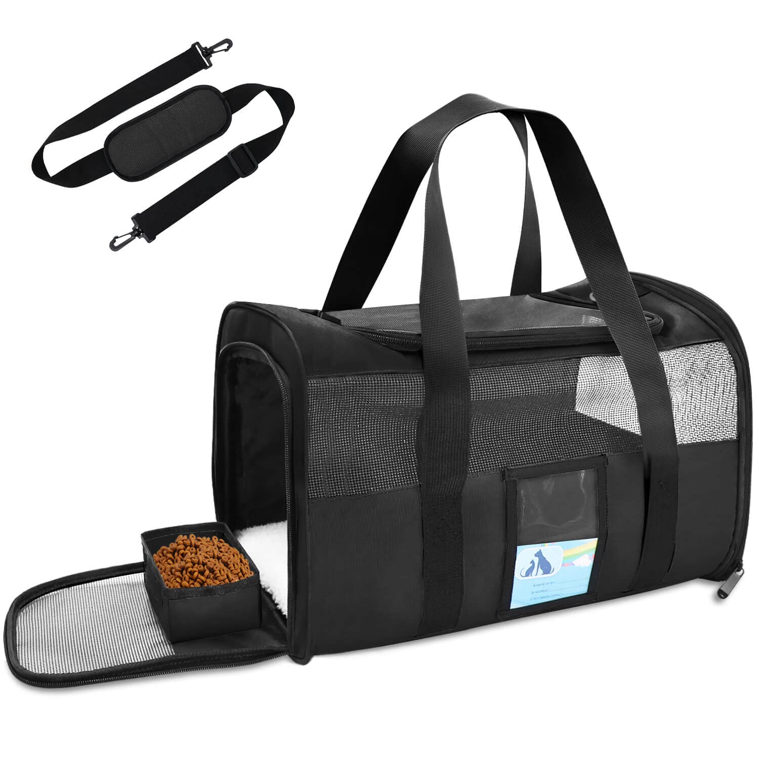 Photo 1 of Refrze Pet Carrier Airline Approved, Cat Carriers for Medium Cats Small Cats, Soft Dog Carriers for Small Dogs, TSA Approved Pet Carrier for Cat Dog of 15 Lbs, Puppy Carrier,Black