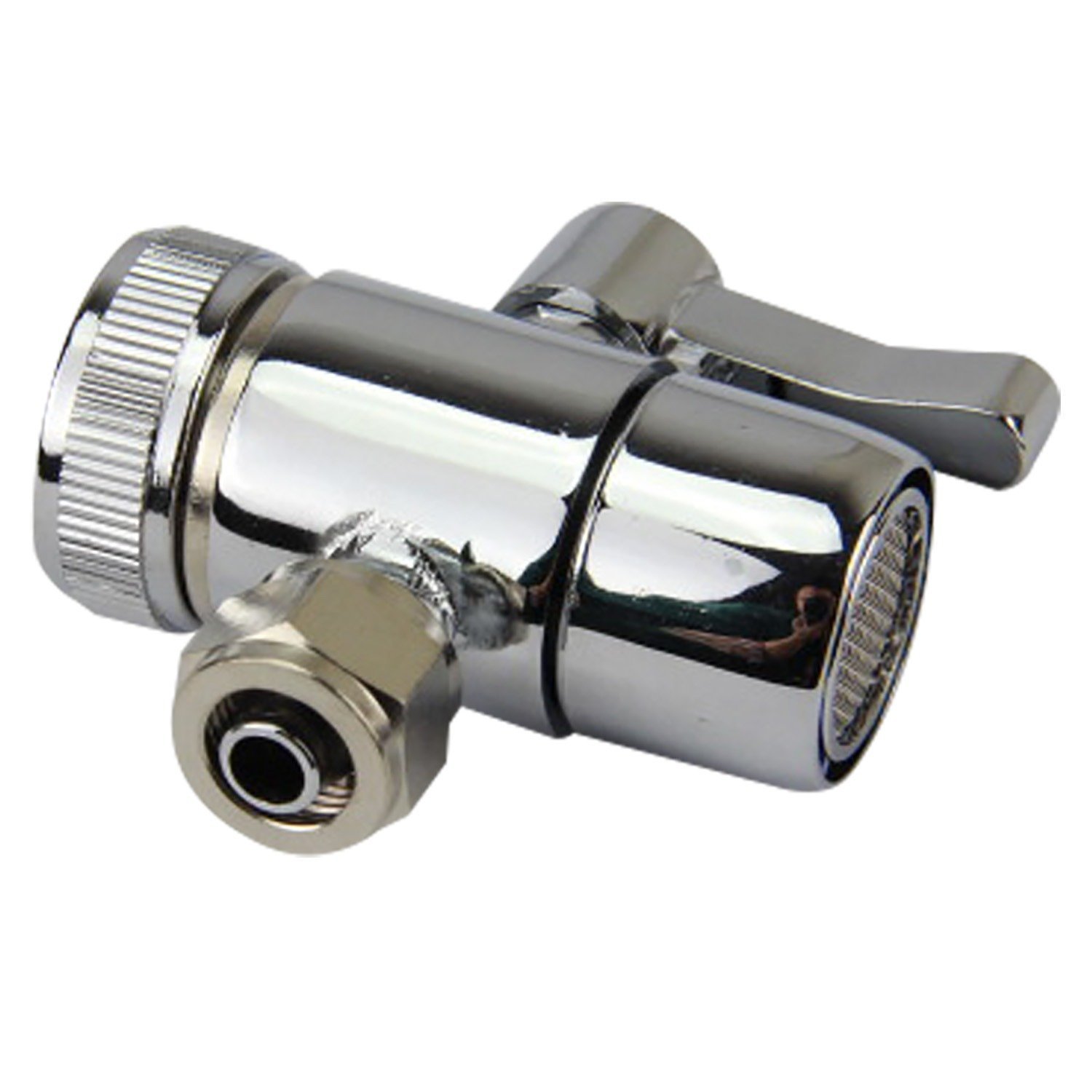 YZM diverter valve for counter top Water Filters Faucet Adapter, 55/64"-27 Female thread with push on 1/4 inch tubing (1/4 Adapters, Chrome)