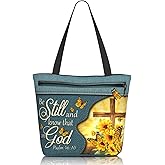 Yirasnezy Christian Gifts Reusable Shopping Tote Bag Zippered Inspirational Tote Bags for Women Bible Verse Shoulder Bag