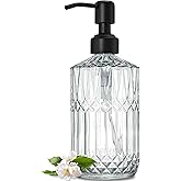 JASAI 18Oz Glass Soap Dispenser with Black Rust Proof Pump, Refillable Kitchen soap Dispenser Thick Glass, Soap Dispenser Bathroom for Hand soap, Dish Soap, Lotion, Body Wash.(Black)