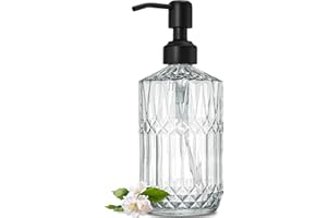 JASAI 18Oz Glass Soap Dispenser with Black Rust Proof Pump, Refillable Kitchen Soap Dispenser Thick Glass, Soap Dispenser Bathroom for Hand soap, Dish Soap, Lotion, Body Wash.（Black）