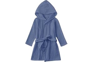 TADO MUSLIN Organic Cotton Toddler Bathrobe, Soft and Breathable Baby Robe for Kid, Boy& Girl Hooded Robe Muslin