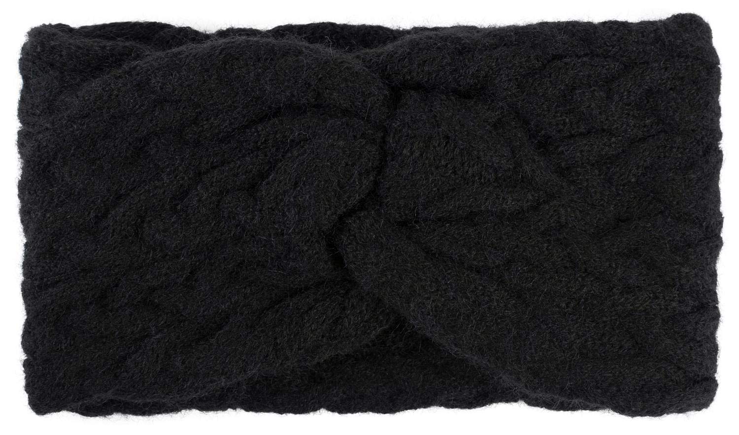 styleBREAKER women cable knit headband with twist knot, cable stitch, hairband, headband 04026044, color:Black