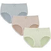 PATPAT Girls' Underwear, Soft Panties for Kids Teens, Comfort Breathable Light Briefs, 3-Pack, Size M for 9 10 11 12 13 Year