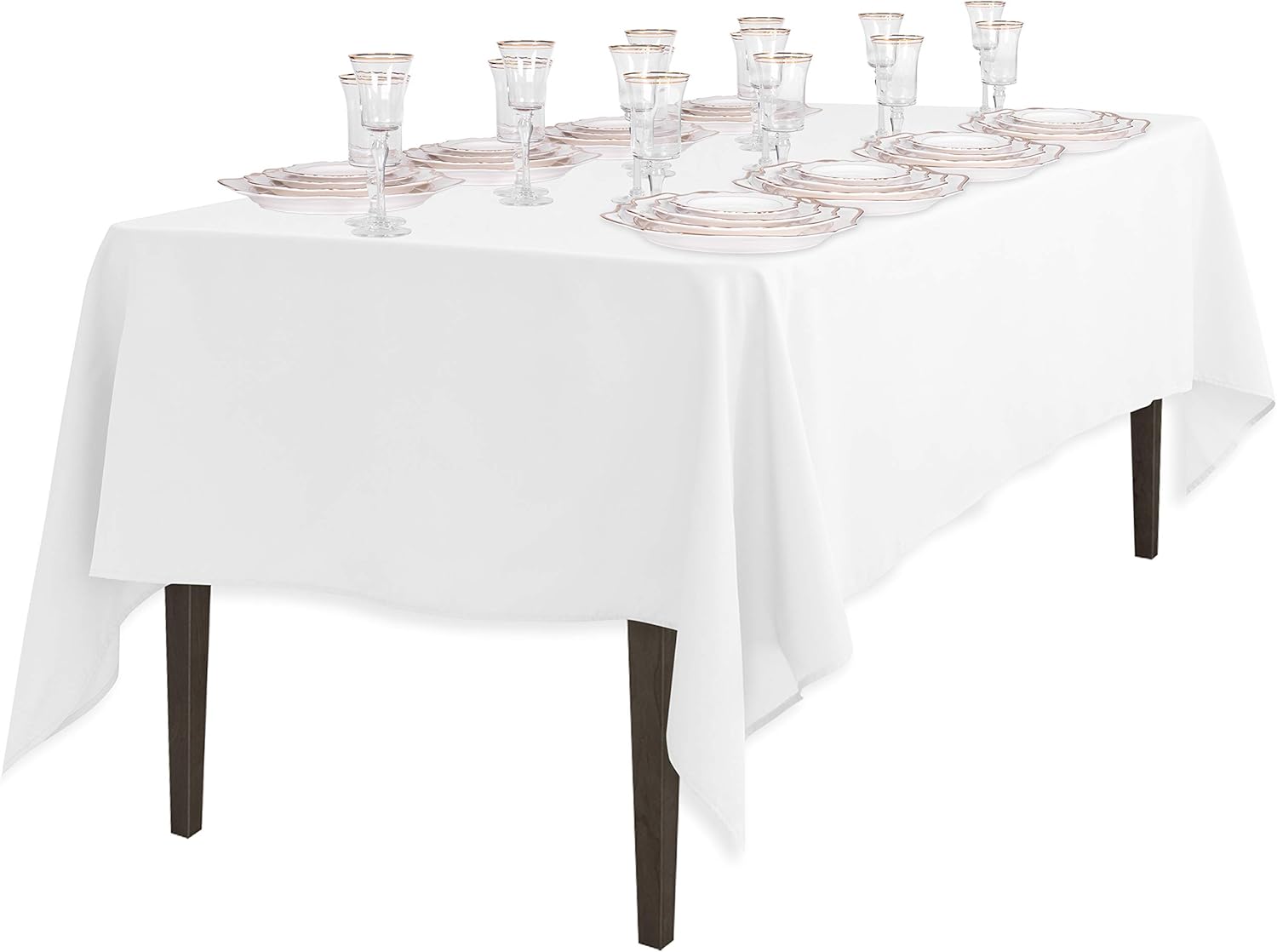 LinenTablecloth 60 x 102-Inch Rectangular Polyester Tablecloth White: Home & Kitchen
