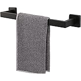 TocTen Bath Towel Rack - Square Base Thicken SUS304 Stainless Steel Towel Bar for Bathroom, Bathroom Accessories Towel Rod Heavy Duty Wall Mounted Towel Holder. (Black, 16)