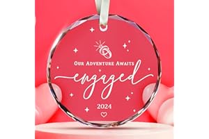 SUCHAGIFT Engagement Gifts for Couples - Gifts for Newly Engaged Couples - Happy Engagement Gifts for Her, Bride, Bride to Be, Friends - Just Engaged Gifts for Her - Engagement Gift - Glass Engagement Ornament