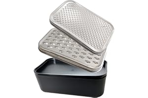 (2-in-1) Cheese Grater with Storage Box and Lid,2 Sizes of Stainless Steel Vegetables Grater,Easy to Use,Clean and Storage(Bl