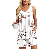 TAOHUADAO 2 Piece Women's Sleeveless Pajama Sets, Lounge Sleepwear Ladies Pjs Sets with Pockets