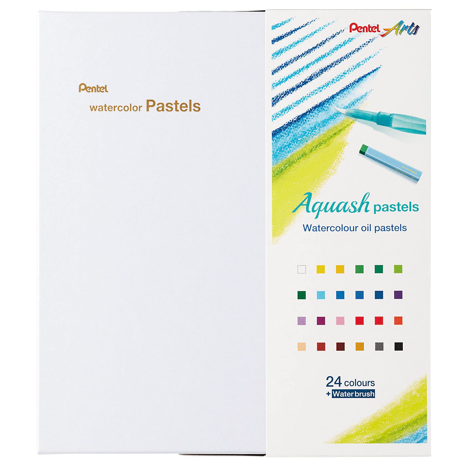 Pentel Watercolour Pastels & mini Water Brush set – Set of 24 Mixed