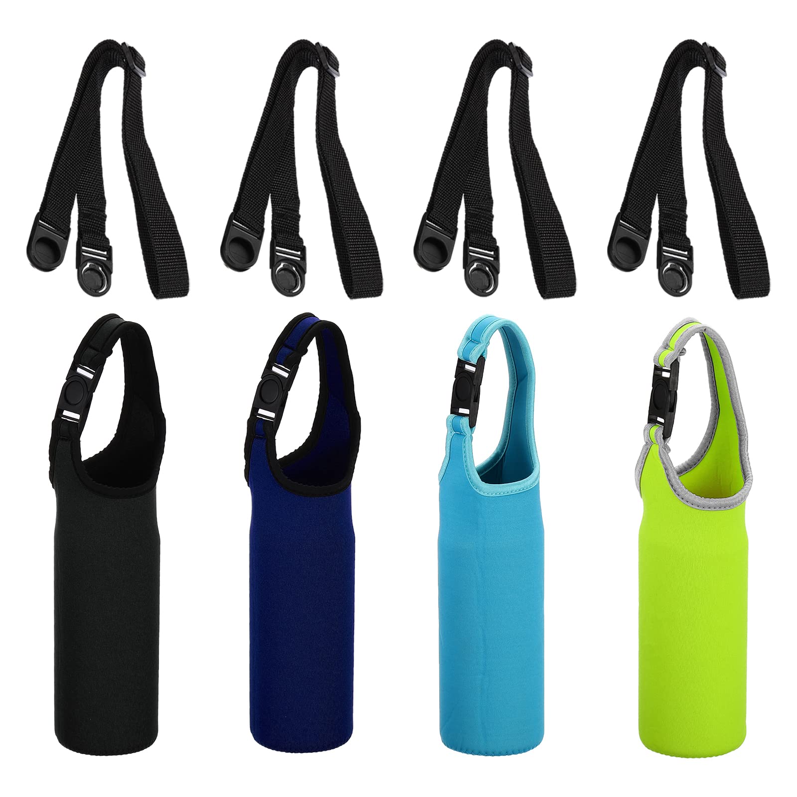 PATIKIL 67mmx185mm Water Bottle Sling Bag, 4 Pack Neoprene Portable Insulated Bottle Holder Carrier with Removable Adjustable Shoulder Strap, 4 Color