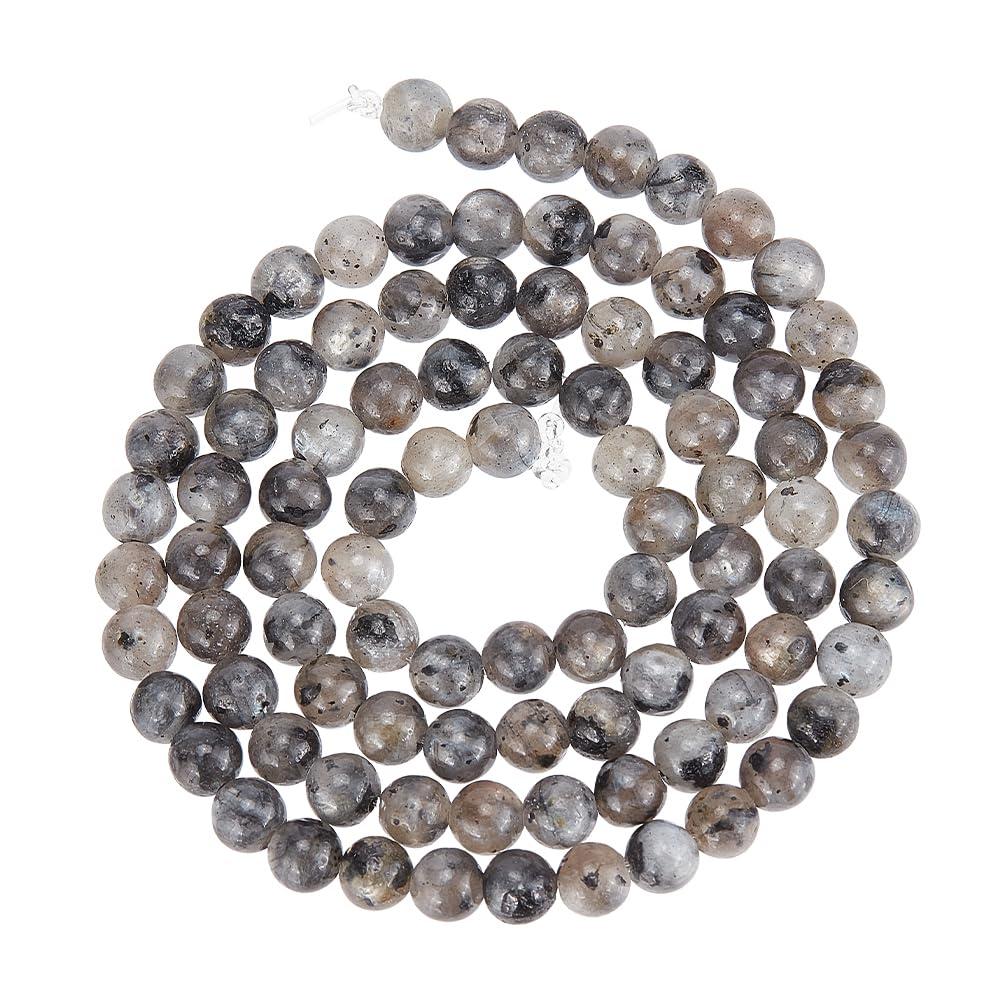 NBEADS 5 Strands About 455 Pcs Natural Labradorite Beads, 4mm Smooth Round Stone Beads Loose Gemstone Beads Spacer Beads for DIY Crafts Necklace Bracelet Jewelry Making