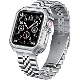 BINLUN Compatible with Apple Watch Band 49mm 46mm 45mm 44mm 42mm 41mm 40mm 38mm for Men Women, Stainless Steel Metal Strap with TPU Case Fit for iWatch Series Ultra/SE3/11/10/9/8/7/SE2/SE/6/5/4/3/2/1